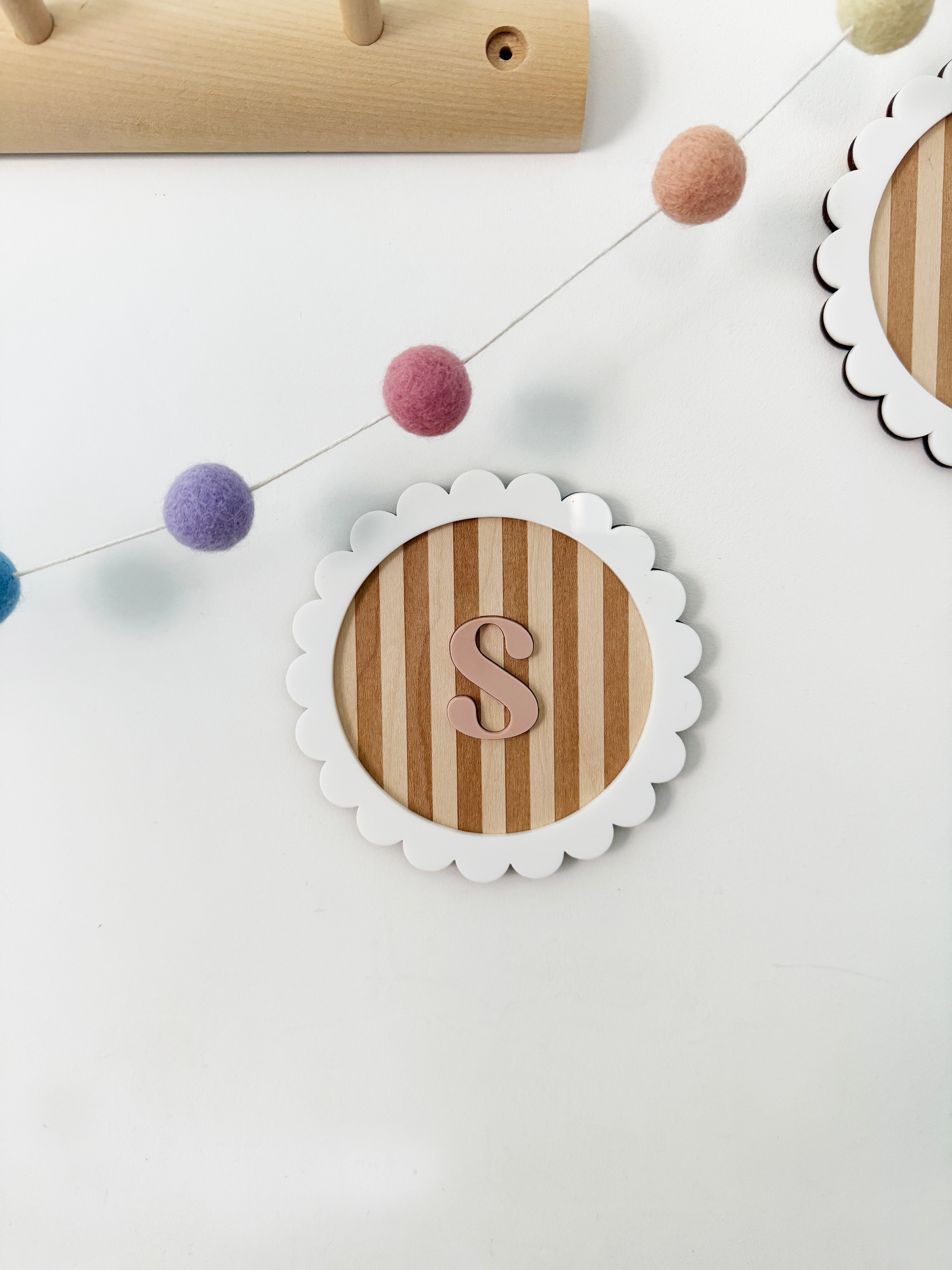 Personalised Scallop edge initial wall plaque