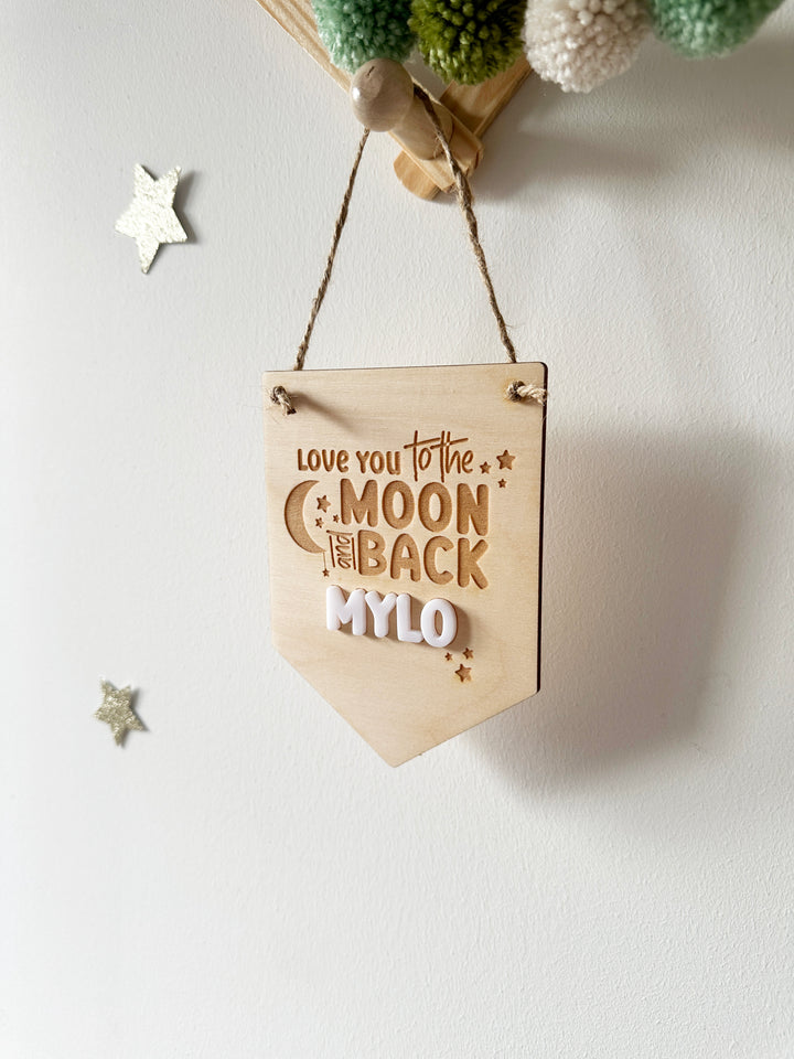 Personalised Love you space theme mini pennant