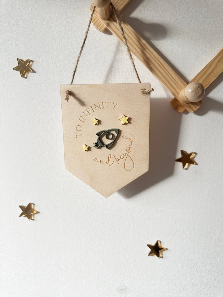 To infinity space theme mini pennant