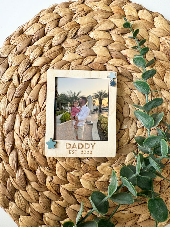 Daddy Est. year Polaroid Magnet frame