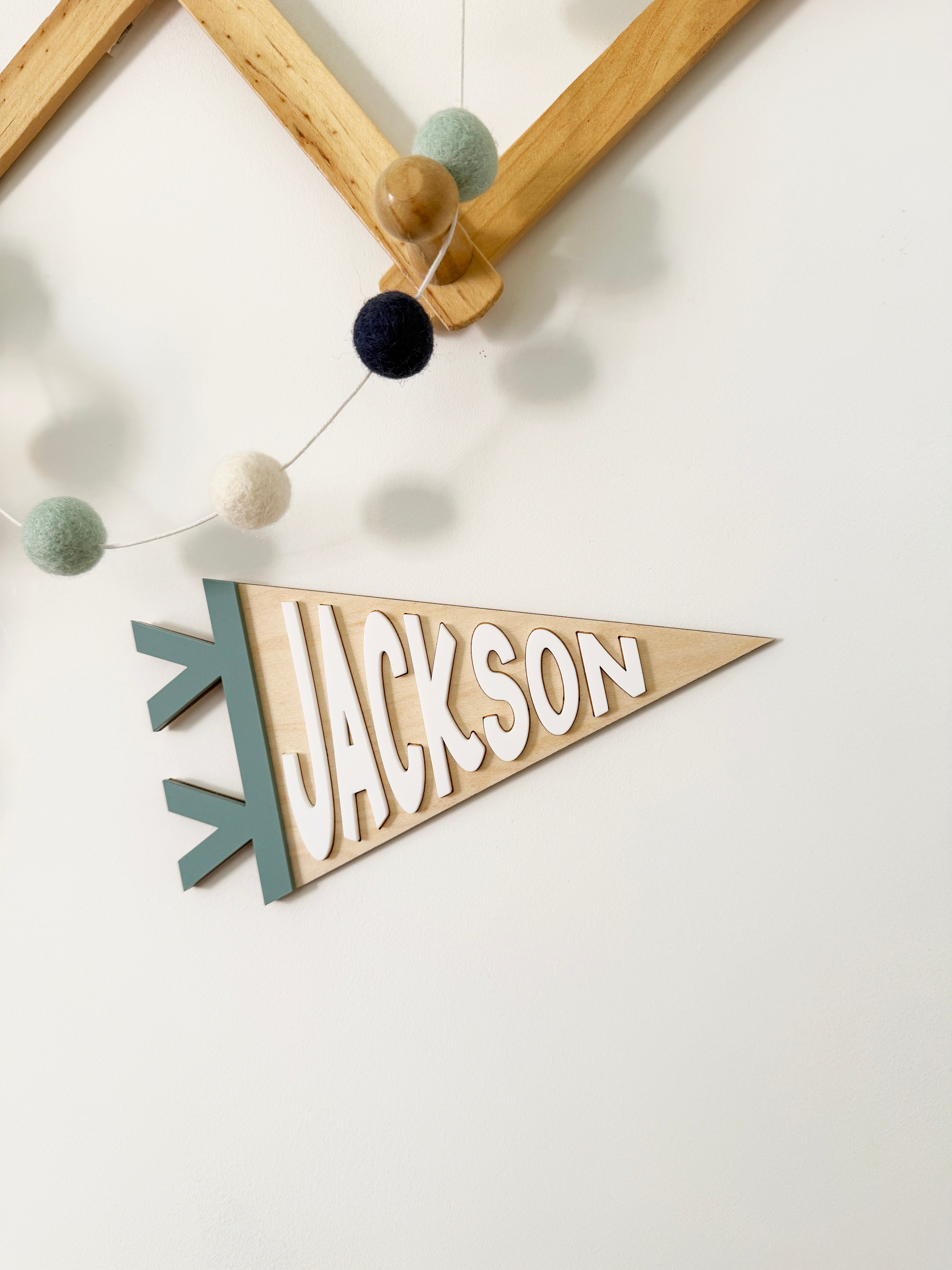 Personalised block letter name pennant flag