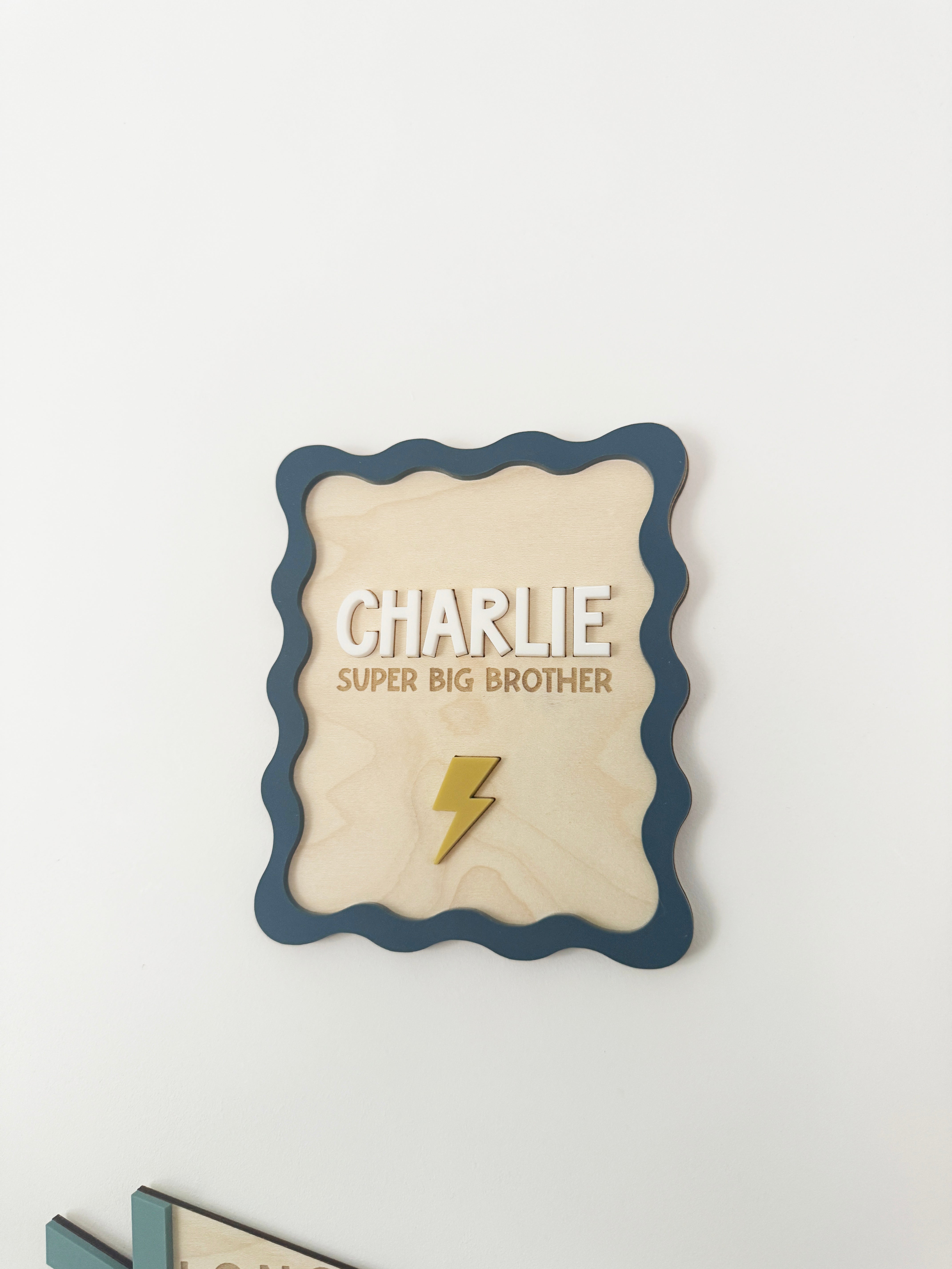 Personalised squiggle edge wall plaque