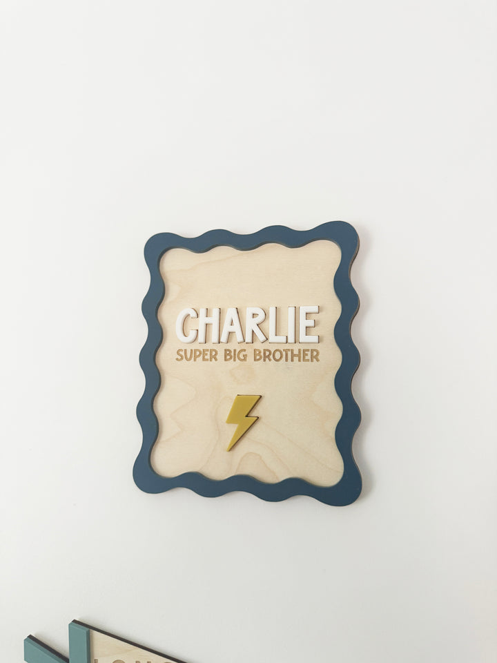 Personalised squiggle edge wall plaque