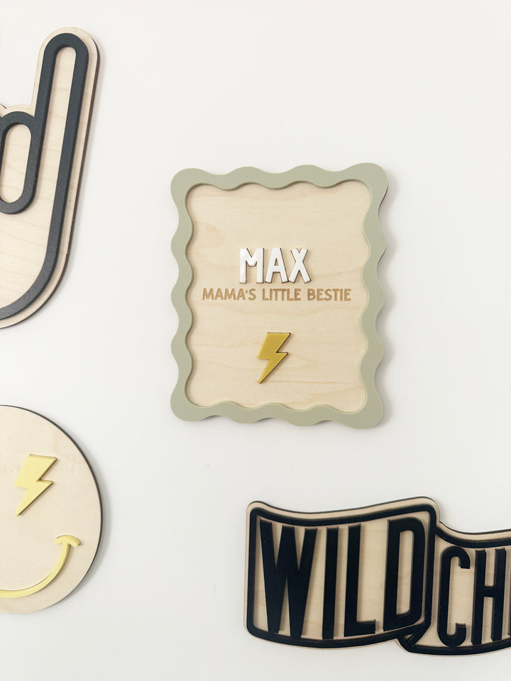 Personalised squiggle edge wall plaque