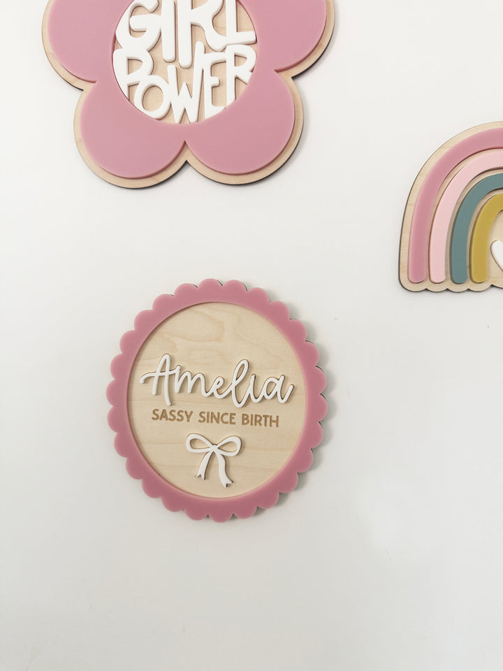 Personalised scallop bow wall plaque