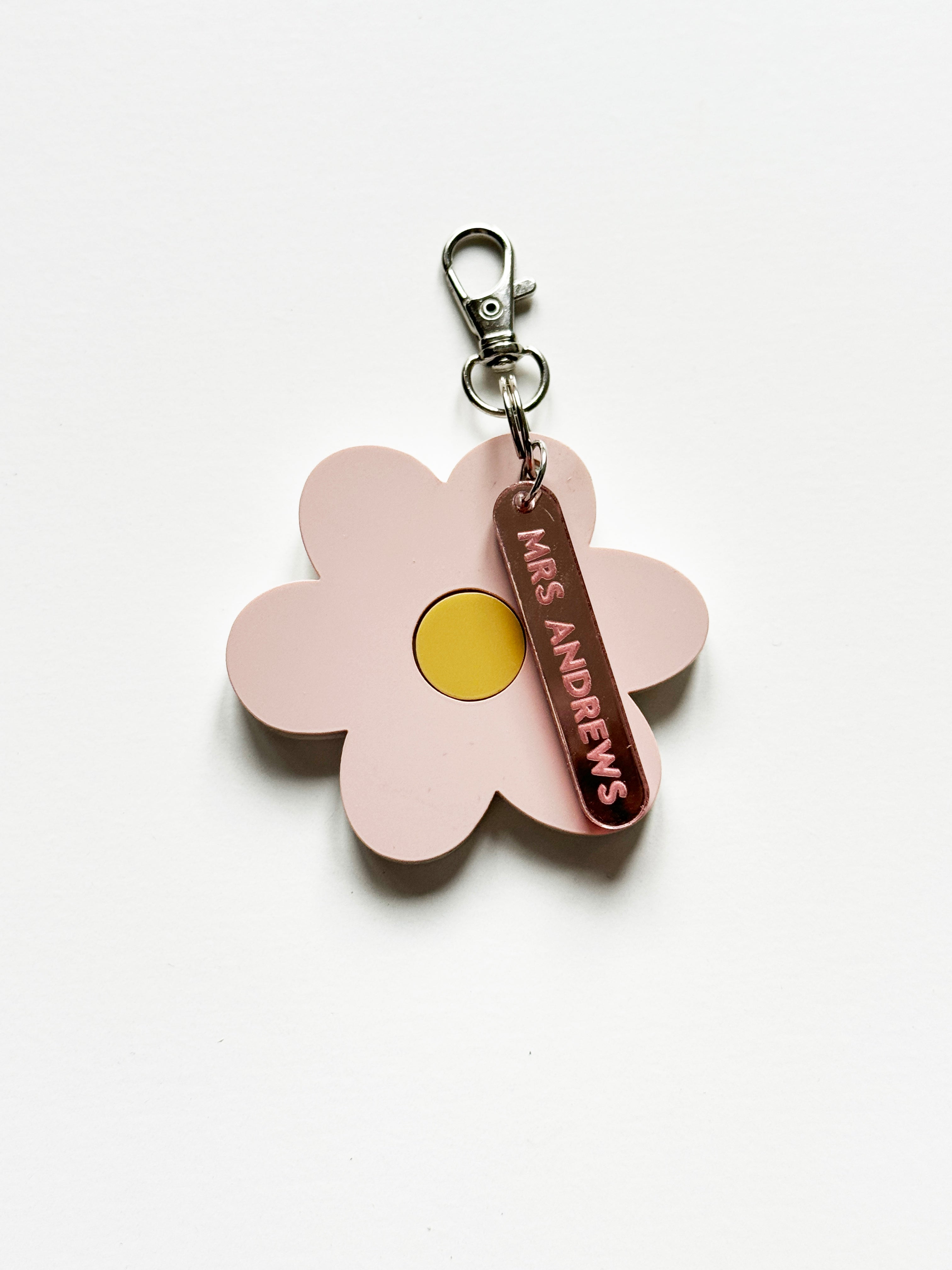 Personalised teacher flower keychain