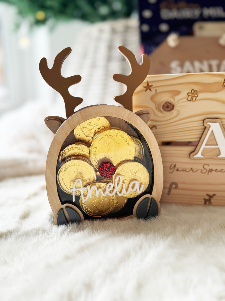 Personalised reindeer coin holder *Limited Availability*