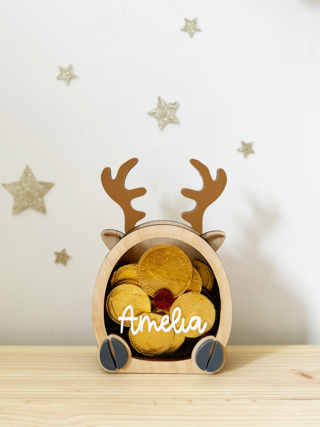 Personalised reindeer coin holder *Limited Availability*