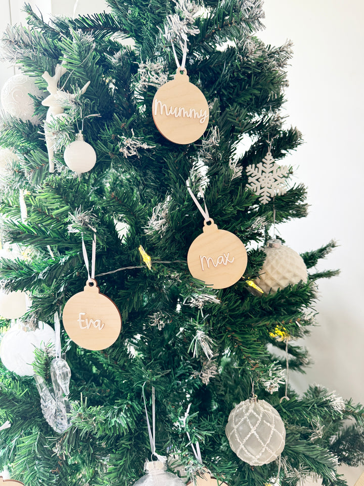 Personalised wooden tree bauble