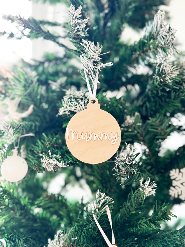Personalised wooden tree bauble