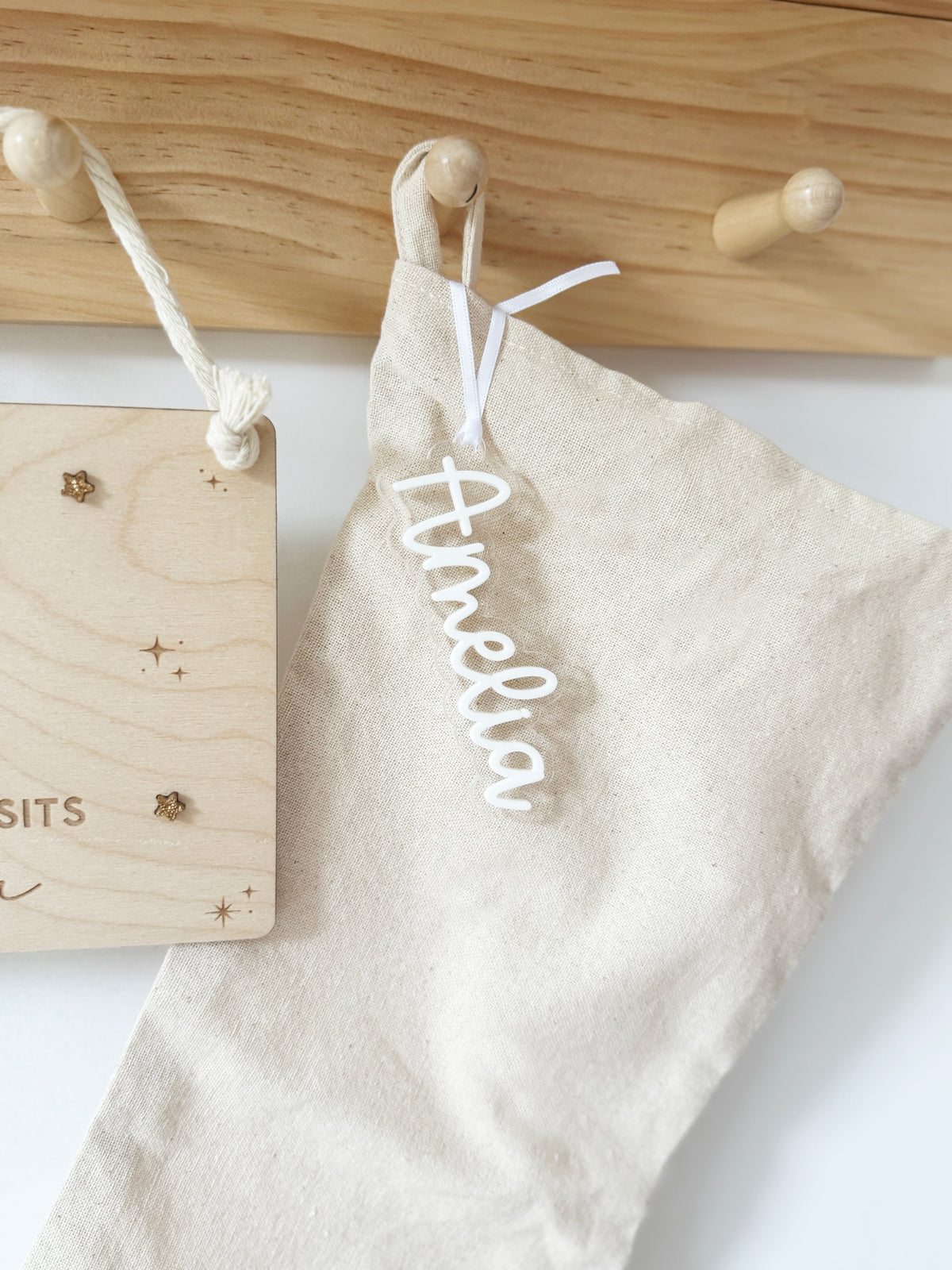 Personalised acrylic stocking name tag