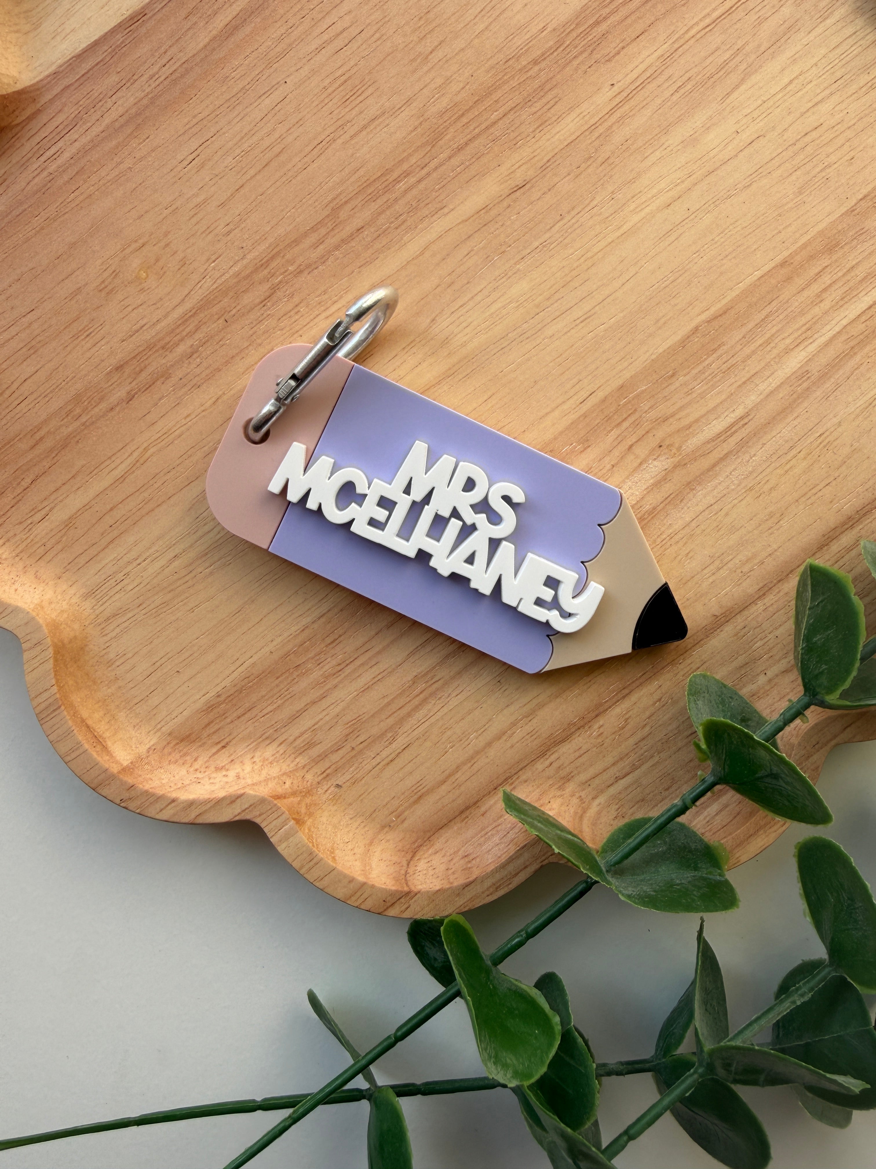 Personalised pencil bag tag