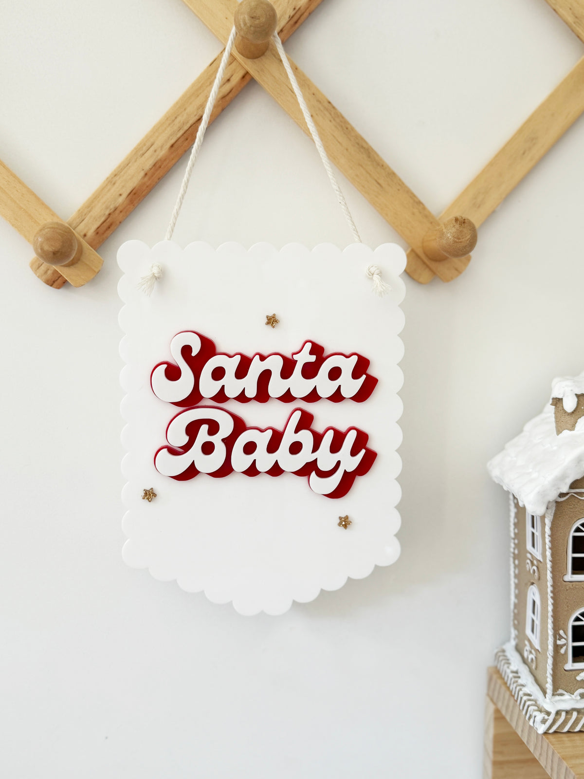Santa baby acrylic hanging pennant