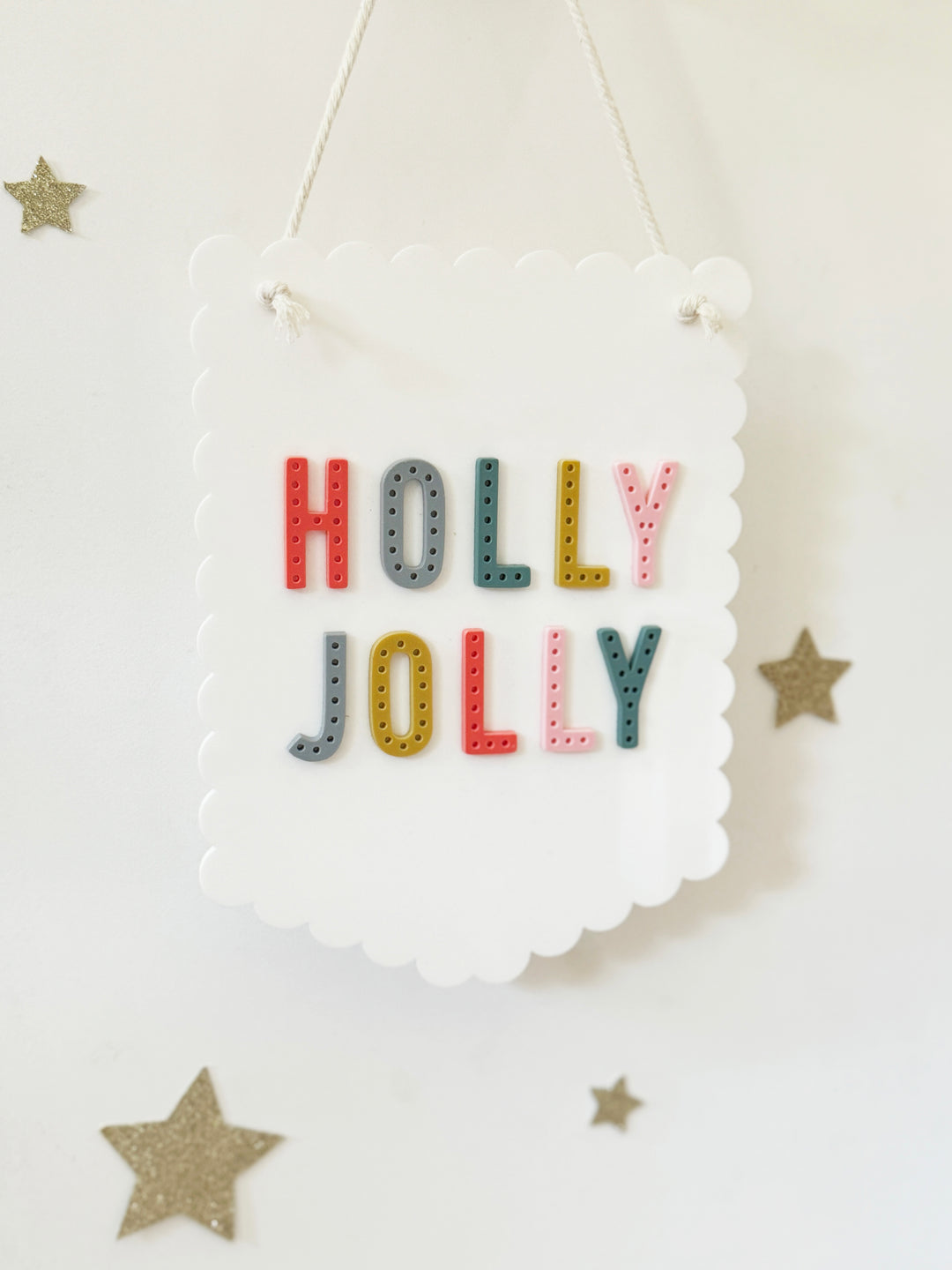 Holly Jolly acrylic hanging pennant
