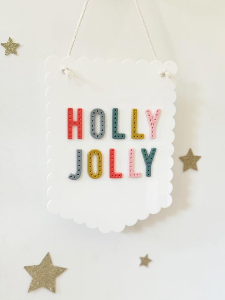 Holly Jolly acrylic hanging pennant