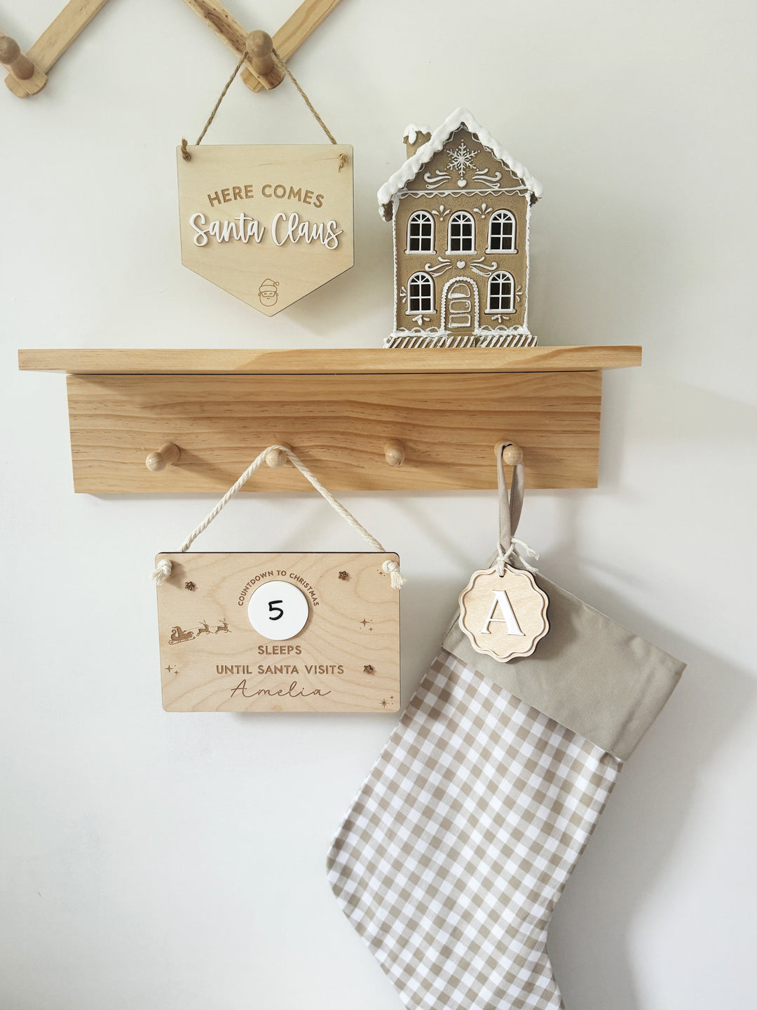 Personalised Gingham Santa Stocking & Tag *Limited Availability*