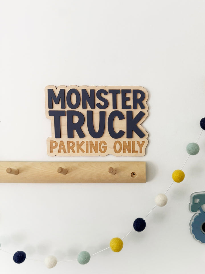 Monster truck parking wall sign