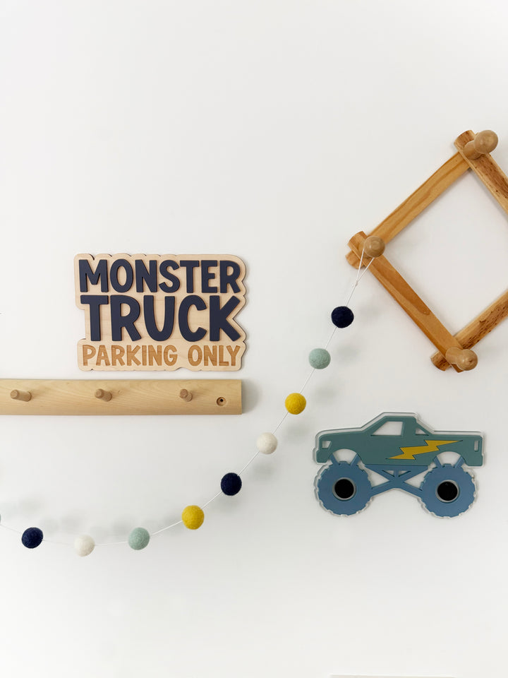 Monster truck parking wall sign
