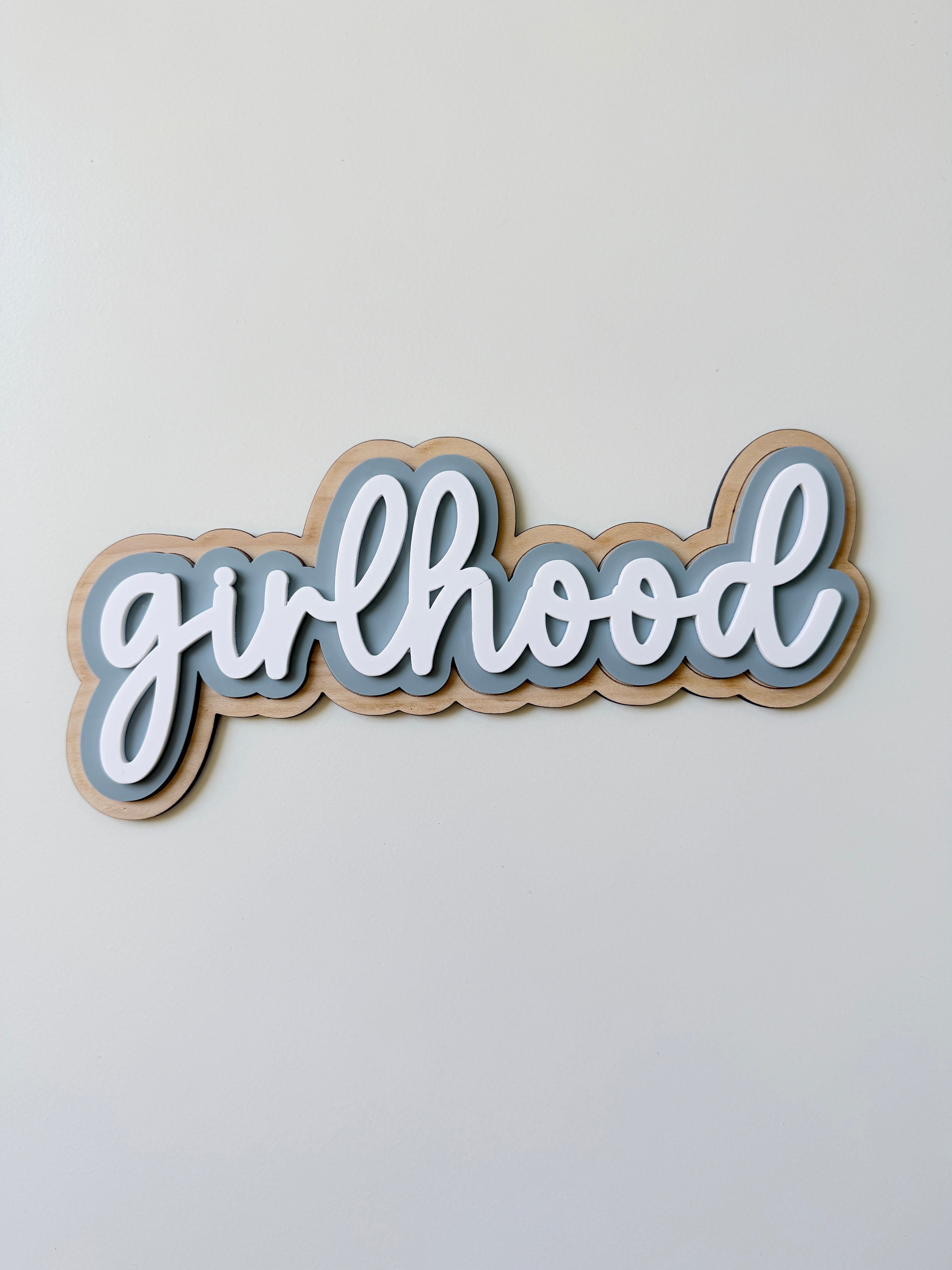 Girlhood triple layer wall sign (Powder blue) ~SECONDS~