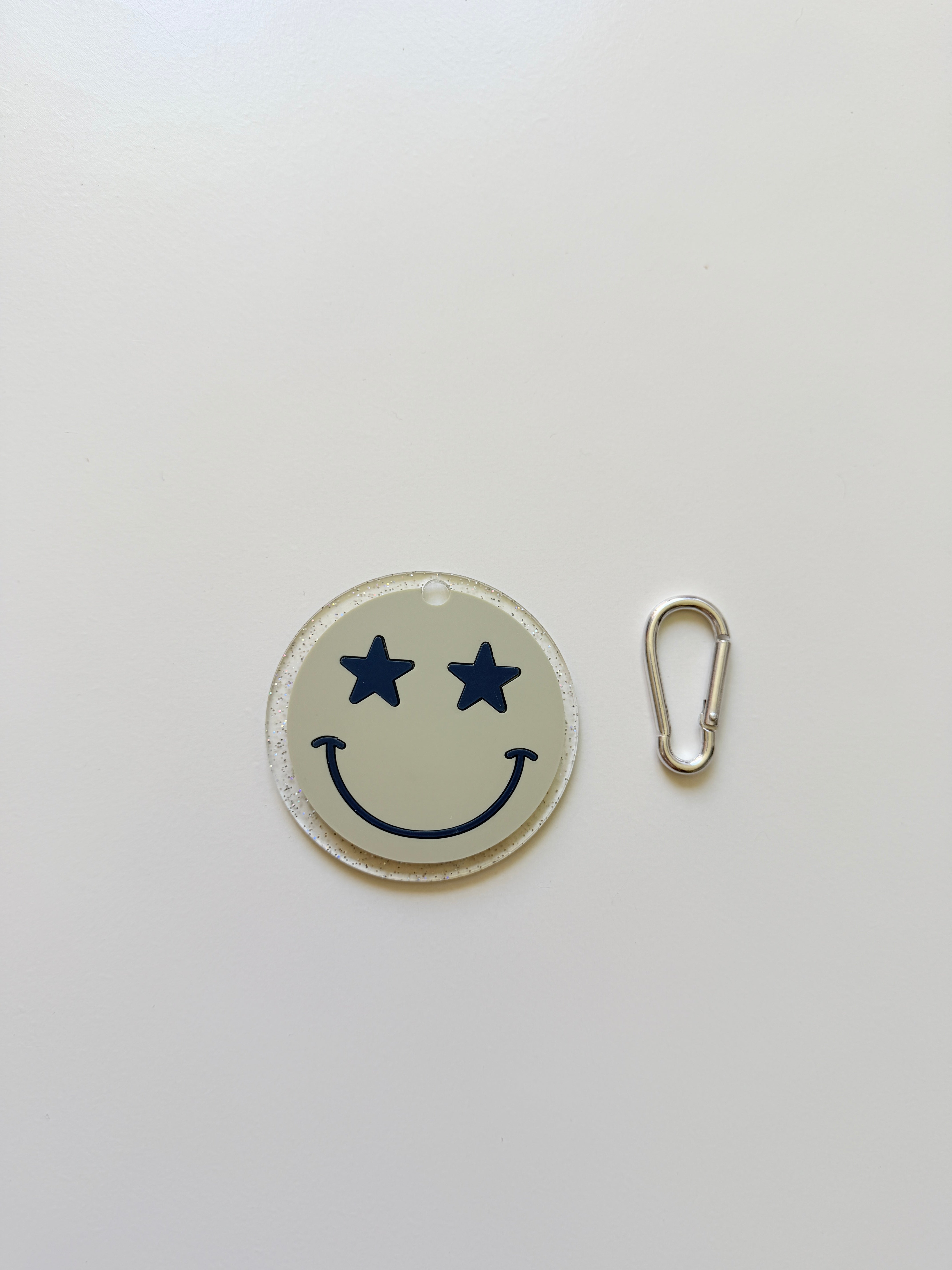 Star face acrylic bag tag (Sage/Denim) *SAMPLE*