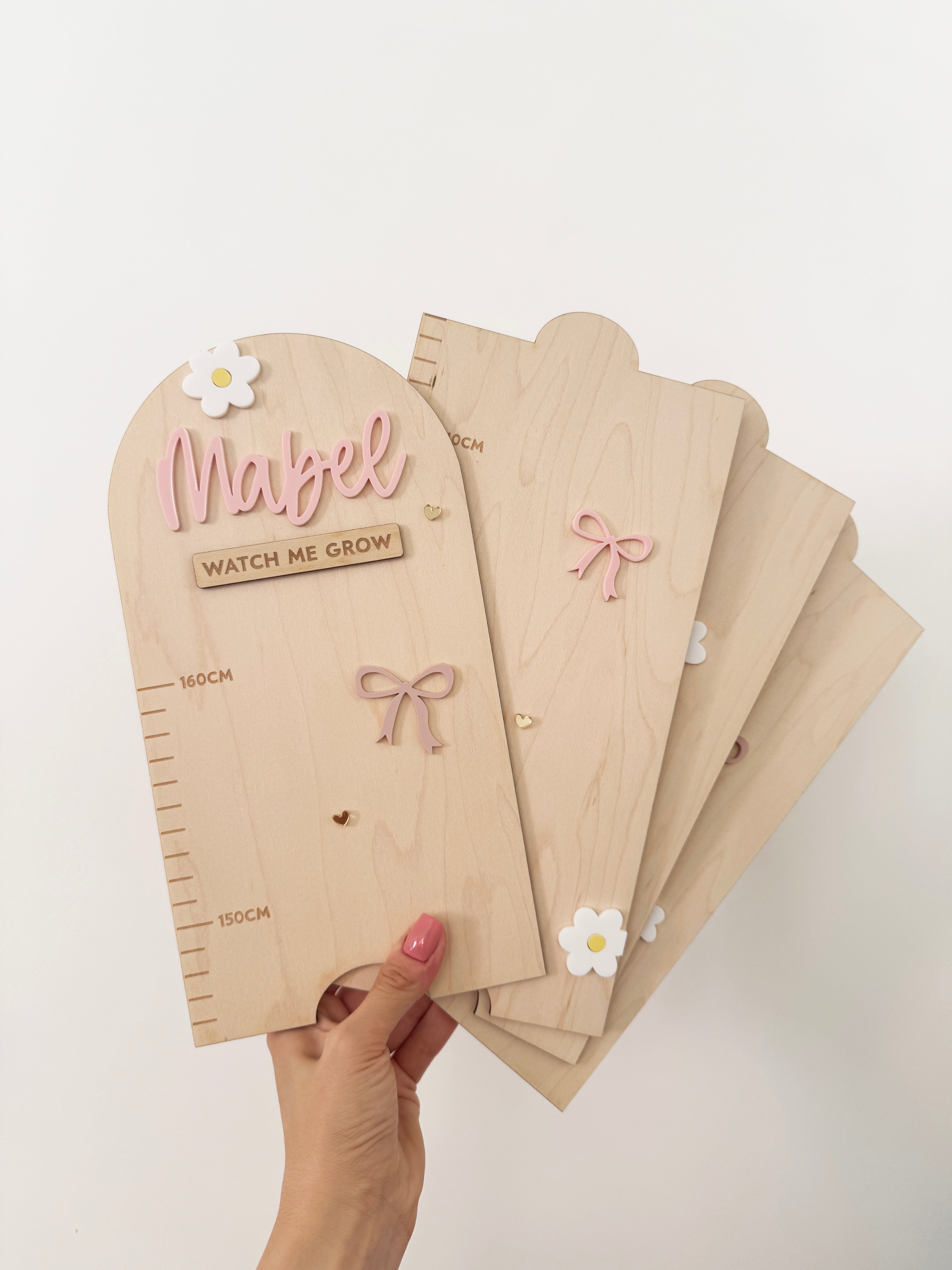 Personalised height chart - Daisy bows