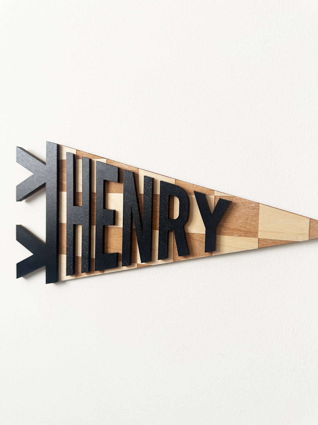 Personalised checkerboard name pennant flag
