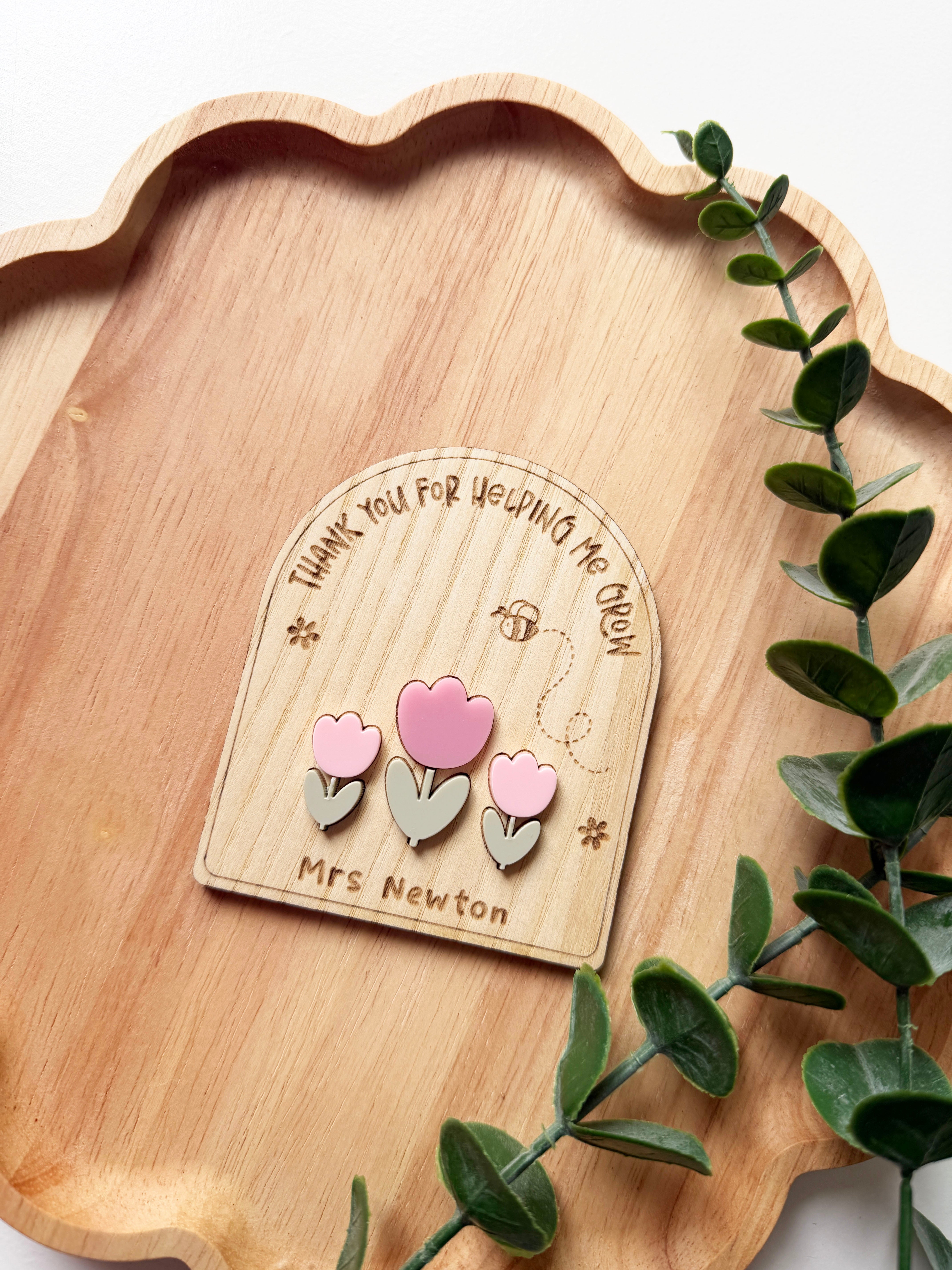 Personalised flower teacher gift arch