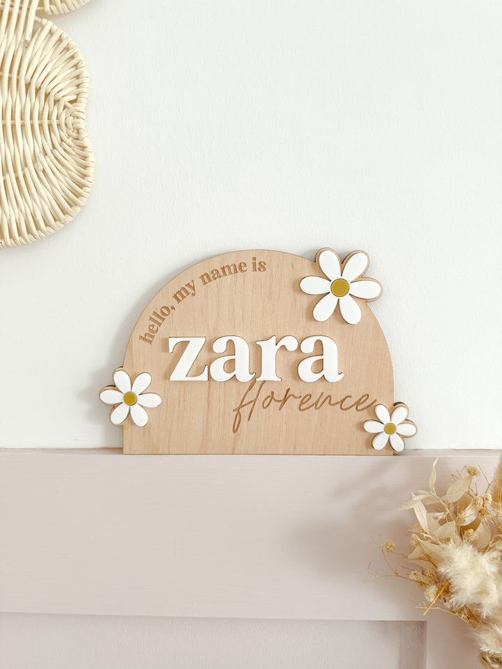 Personalised daisy baby announcement arch
