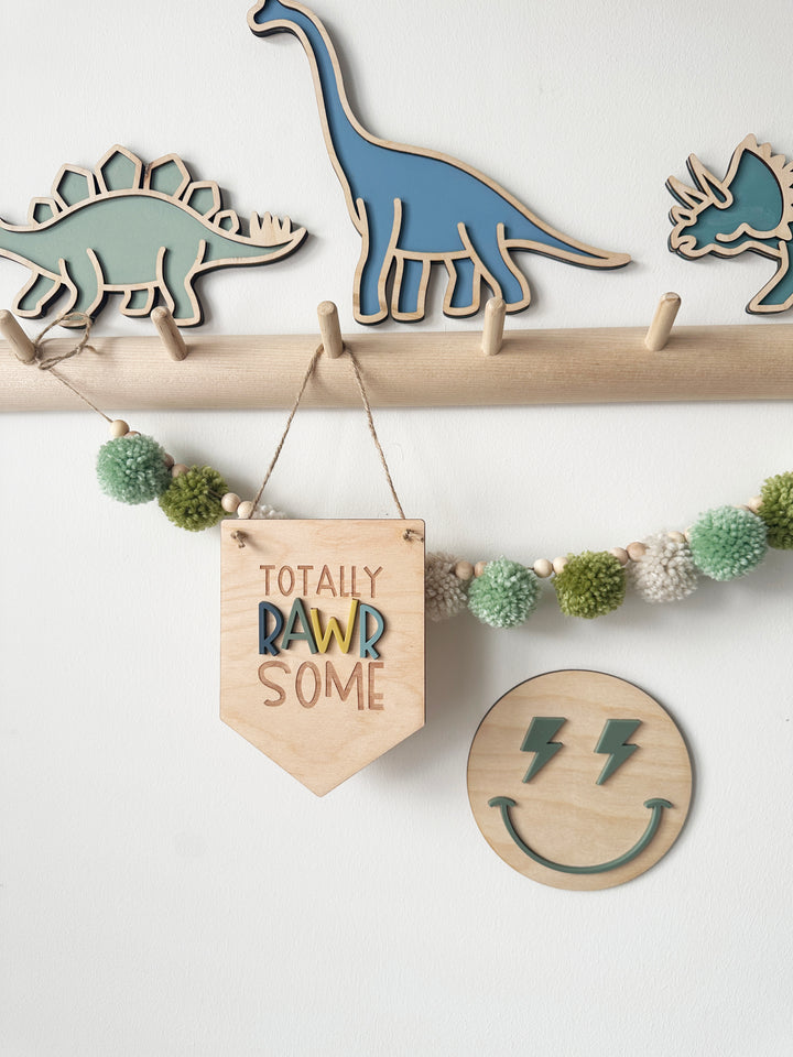 Totally rawrsome dinosaur mini pennant