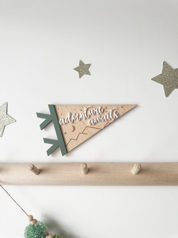 Adventure awaits pennant flag