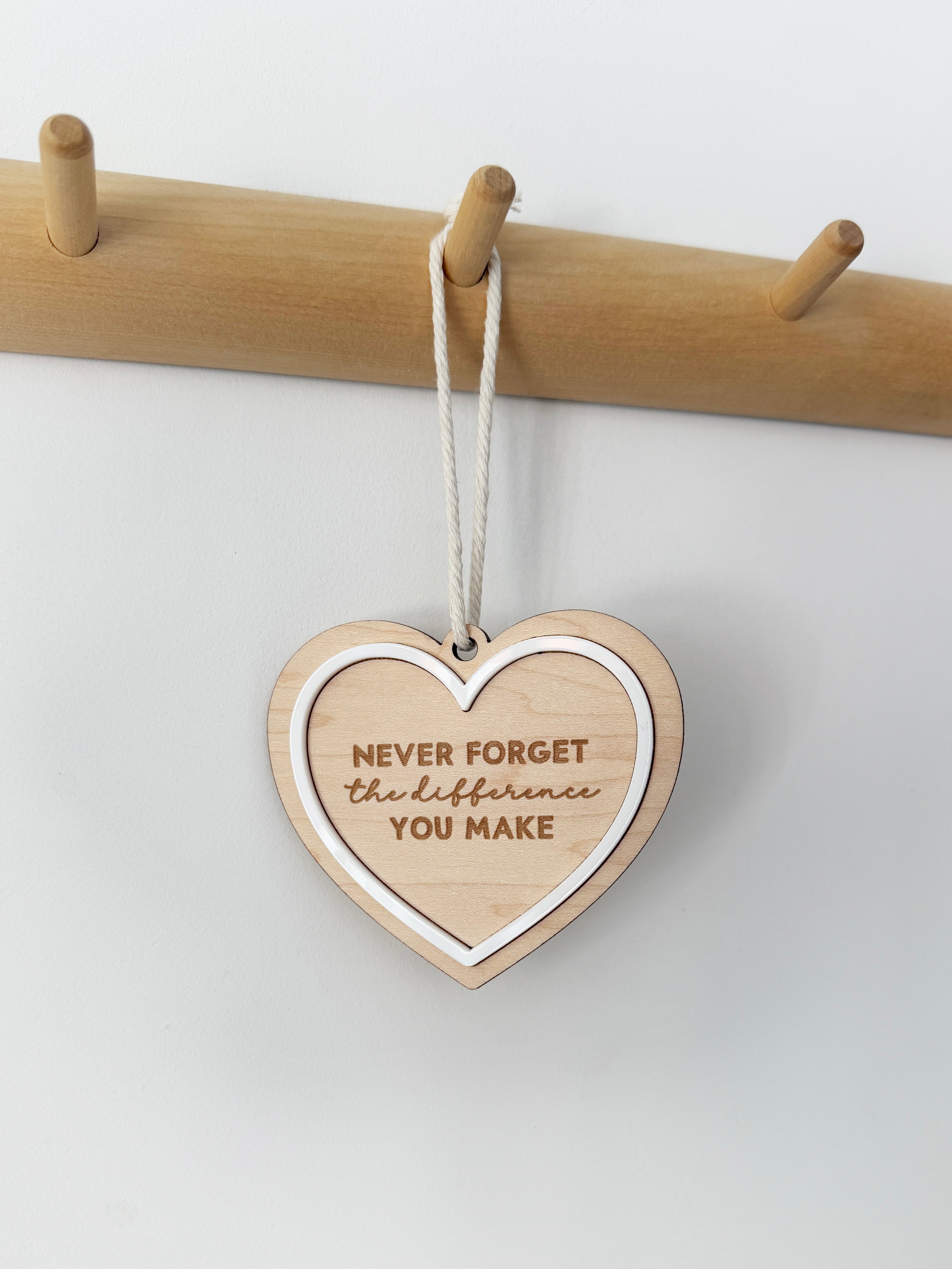 Never forget gifting heart hanging