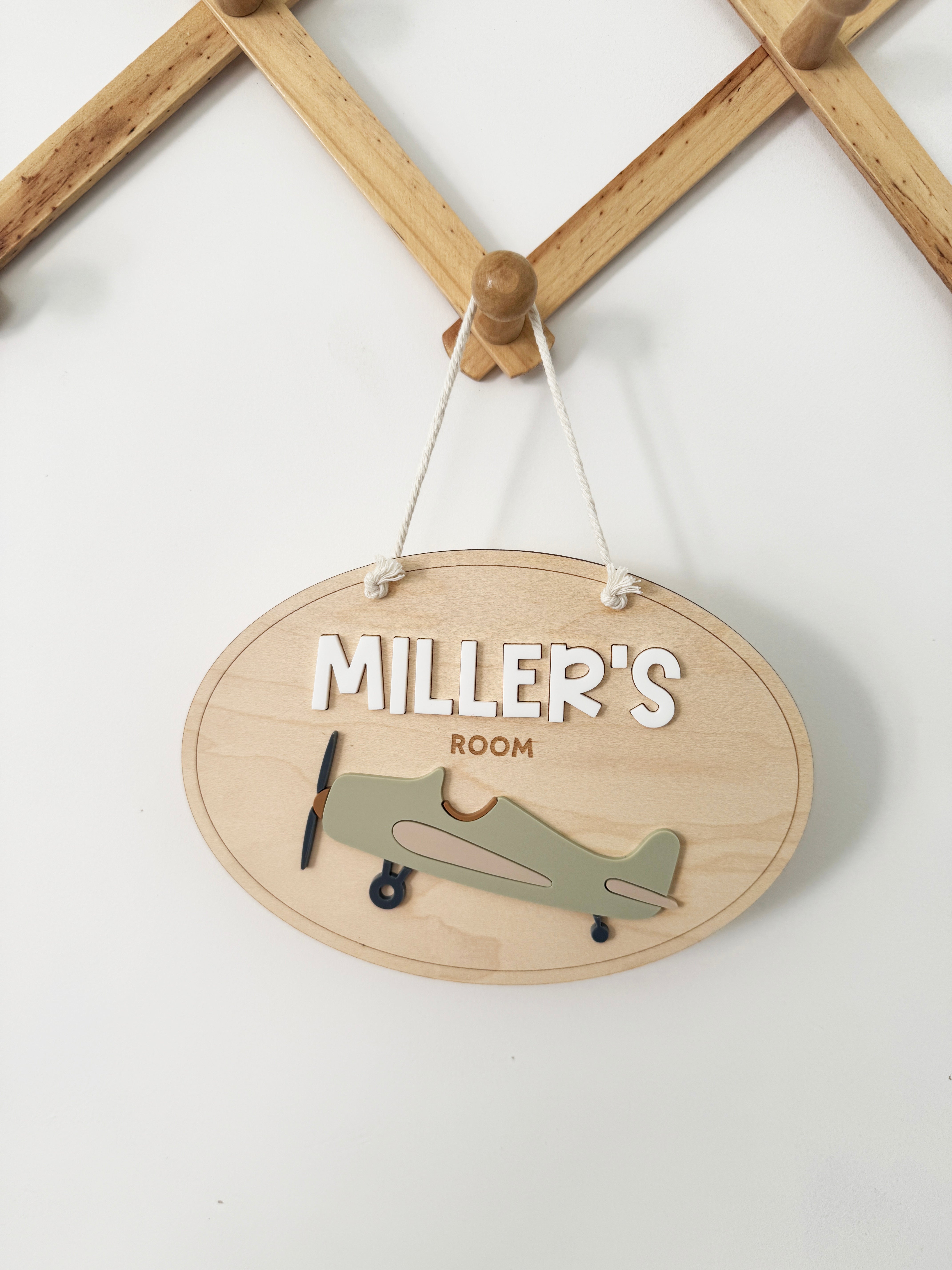 Personalised aeroplane bedroom door sign