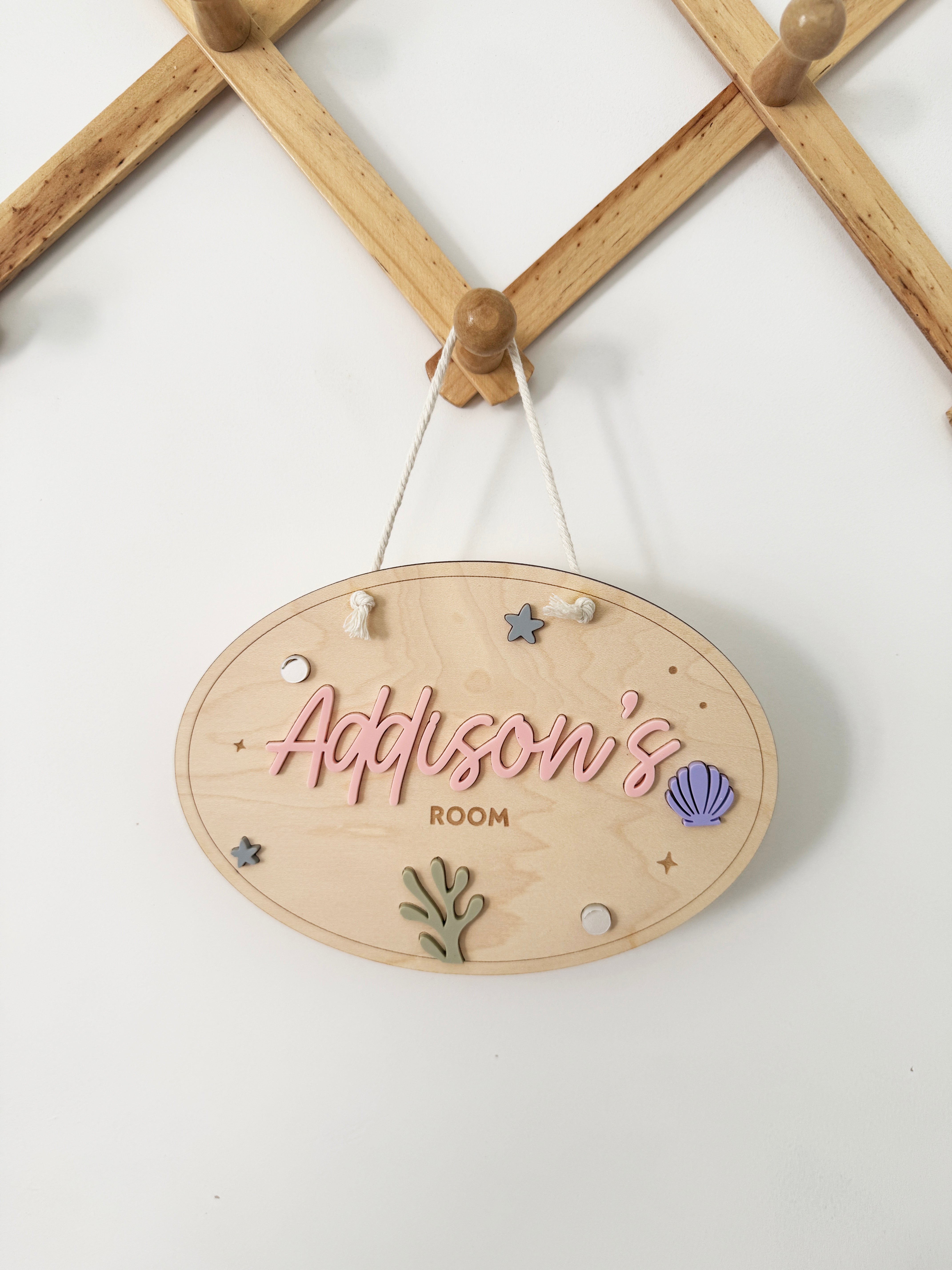 Personalised mermaid bedroom door sign