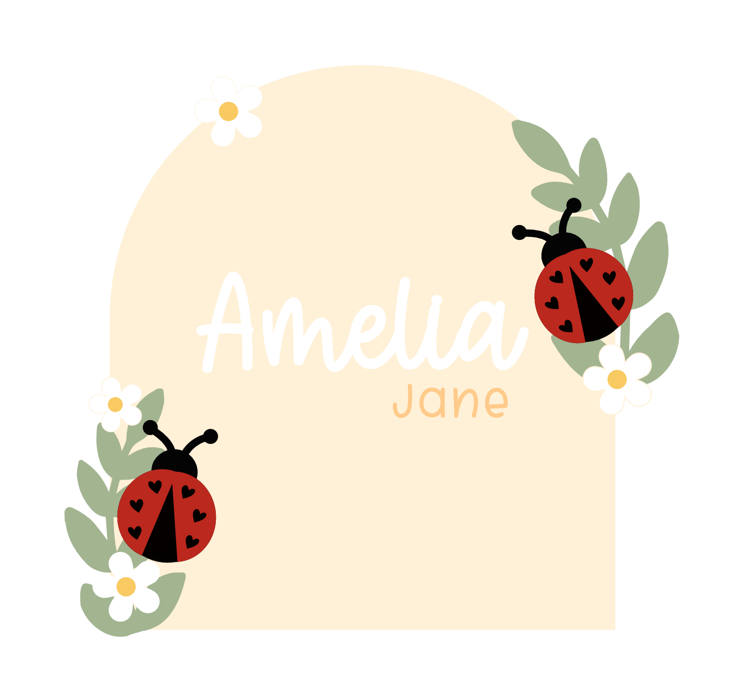 Personalised ladybug name announcement arch