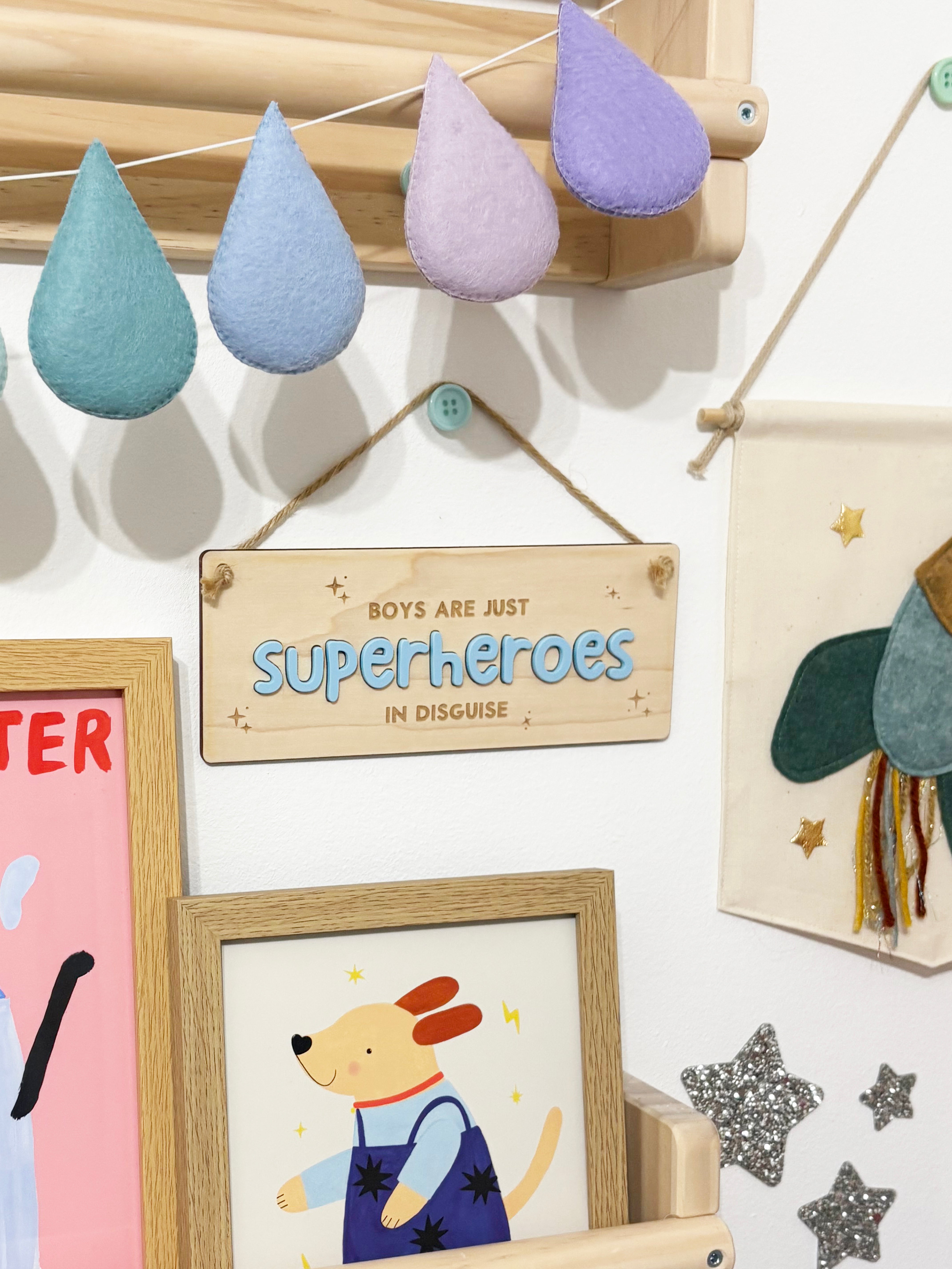 Boys are superheroes wall hanging