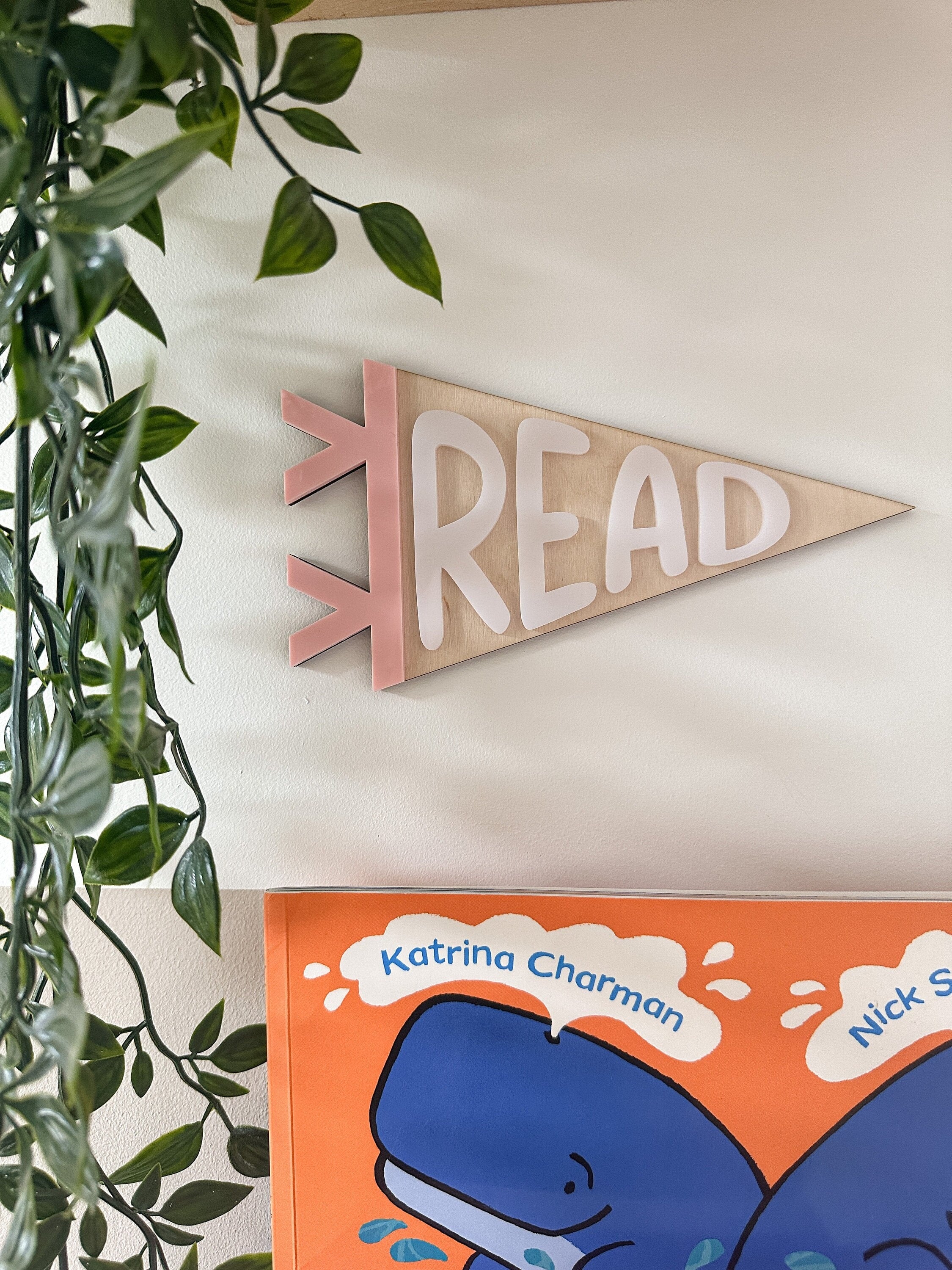 Read Pennant Flag Wooden Acrylic Wall Sign | Nursery Playroom Decor | Wall Art | Bedroom Decor | Story Corner Decor | Read Sign | Storytime