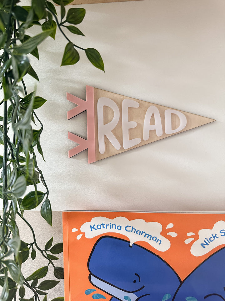 Read Pennant Flag Wooden Acrylic Wall Sign | Nursery Playroom Decor | Wall Art | Bedroom Decor | Story Corner Decor | Read Sign | Storytime